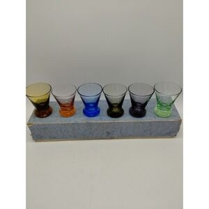 Set Of 6 Colorful MCM Door Knob Shot Glasses Barware